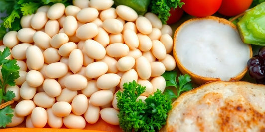 White kidney beans and a healthy meal.