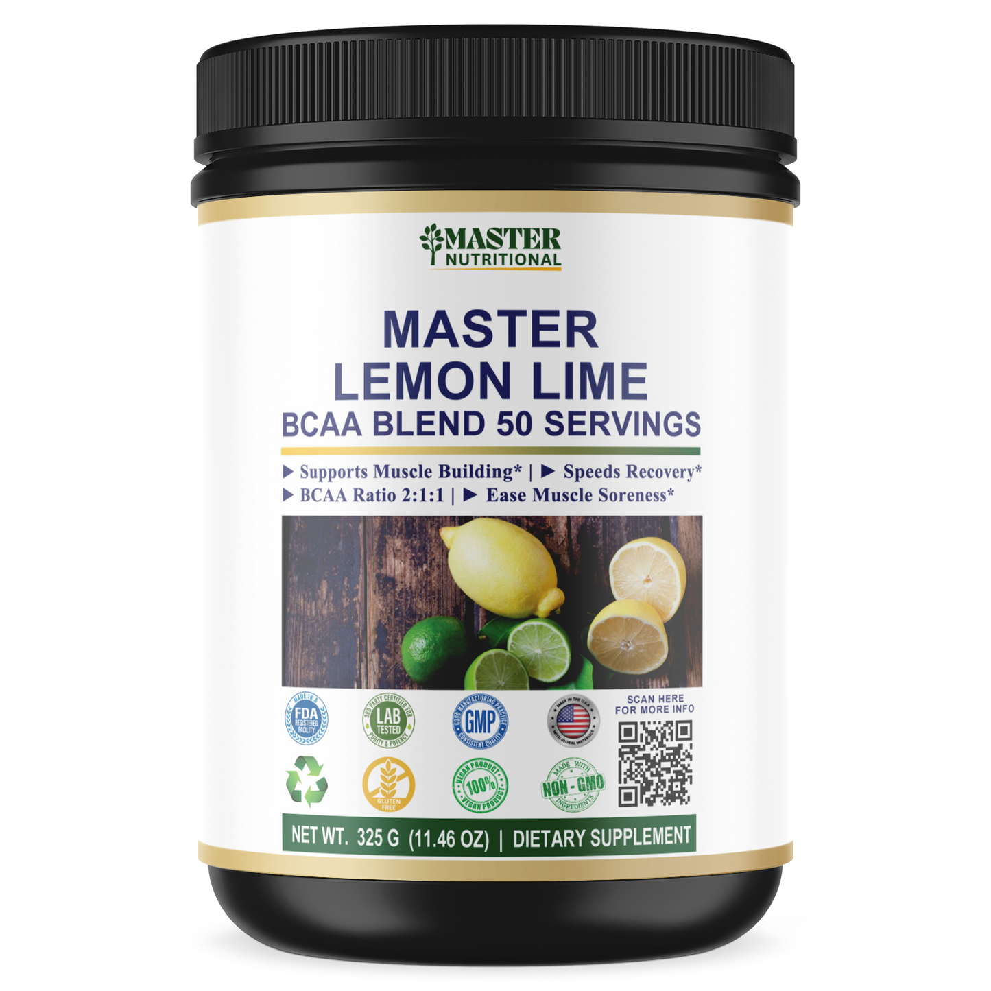 Master Lemon Lime BCAA (50 Serving): Boost Stamina and Enhance Performance