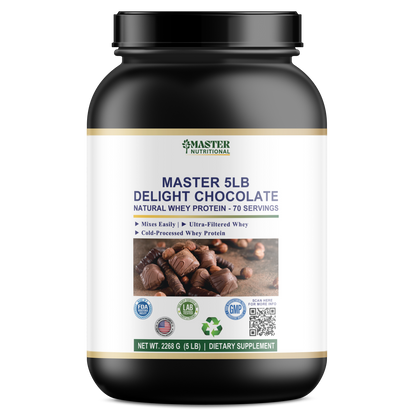 Master 5LB Delight Chocolate Natural Whey Protein for Muscle Growth, Better Digestion and Metabolism