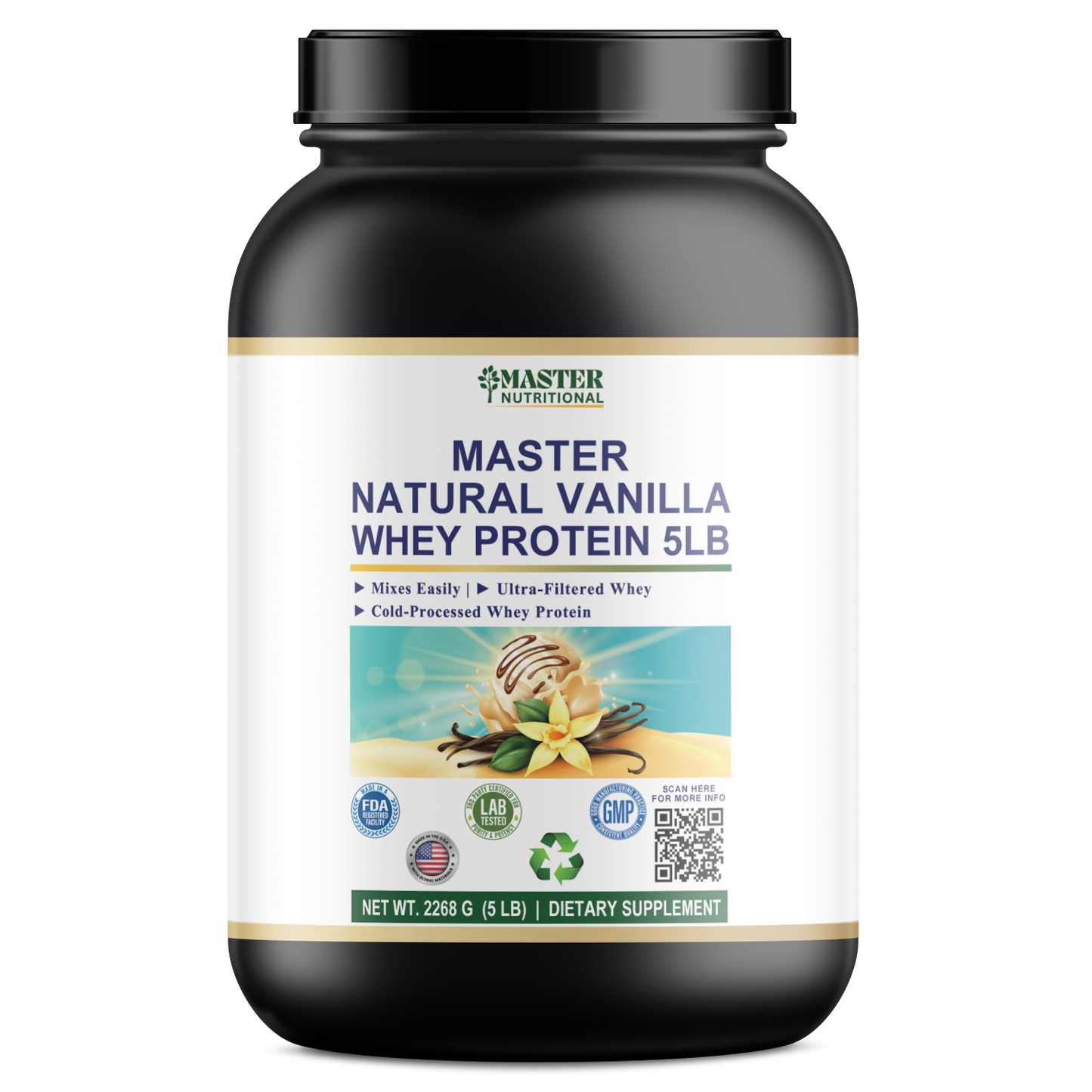 Master Natural Vanilla Whey Protein- Enhance Digestion, Metabolic Rate, and Immunity