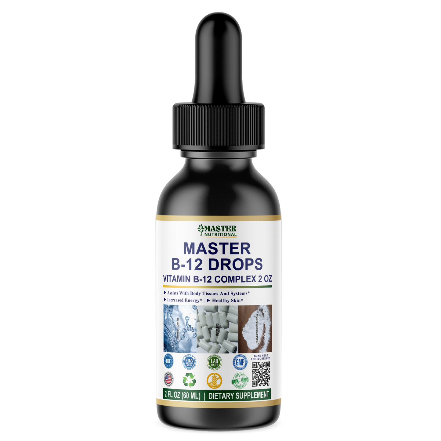 Master B-12 Drops 2oz - Boost Your Energy Levels, Support Digestive and Immune Health