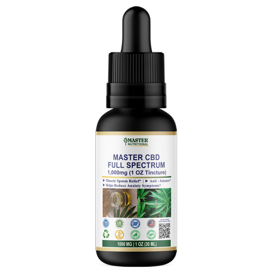 Master CBD Full Spectrum 1000mg (1oz): Reduce Anxiety Symptoms and Muscle Spasms