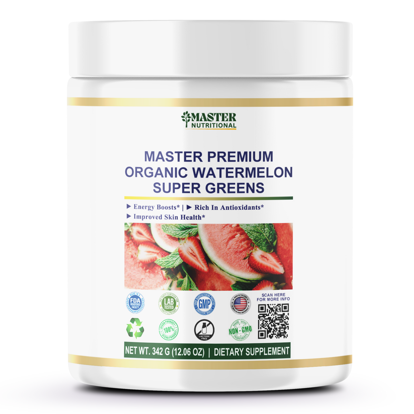 Master Premium Organic Watermelon Super Greens: Your All-in-One Immune, Energy & Detox Support