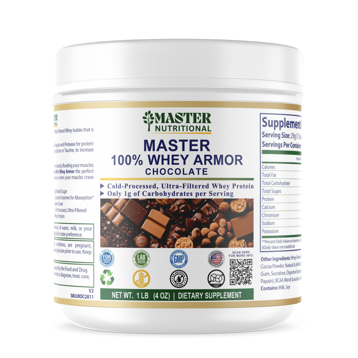 1lb 100% Whey Armor Isolate Protein Chocolate