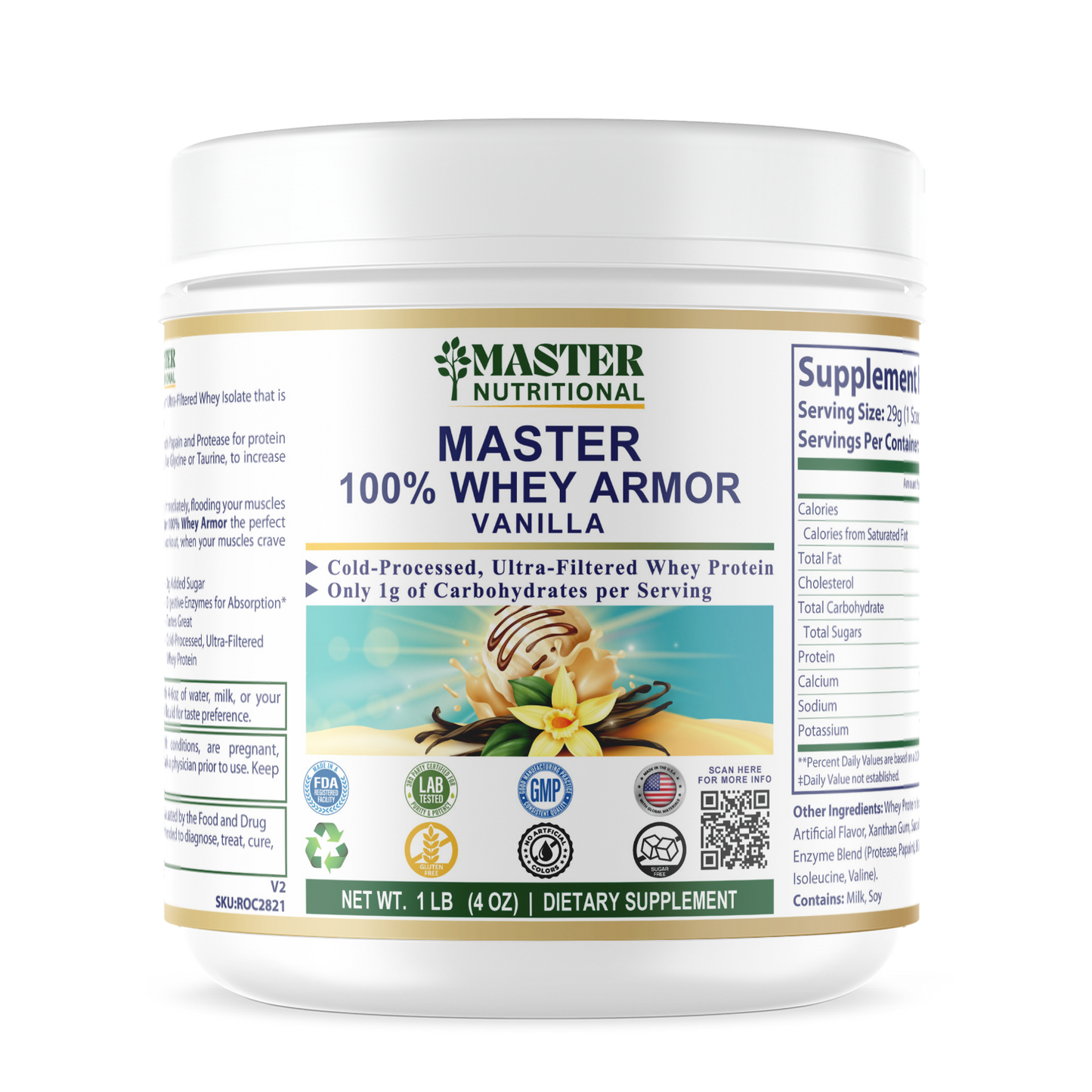 1lb 100% Whey Armor Isolate Protein Vanilla