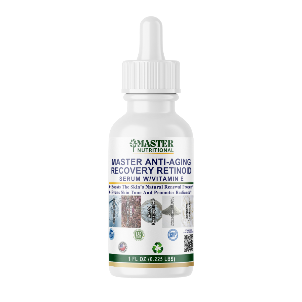 Anti-Aging Recovery Retinoid Serum w/Vitamin E, USA Made, Clean & Vegan