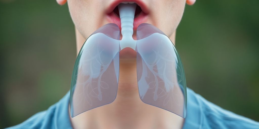 Person breathing deeply in a healthy lung.