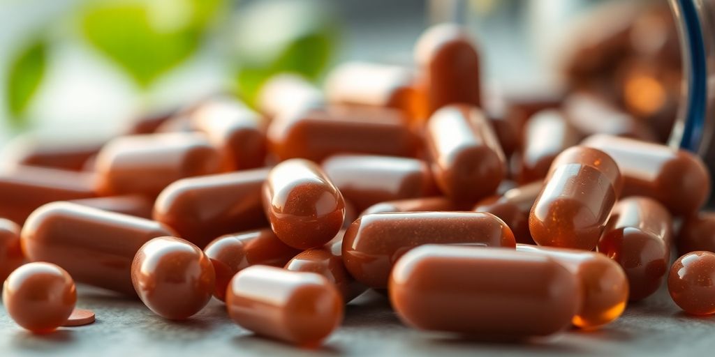 Beef liver capsules with a vibrant natural energy glow.