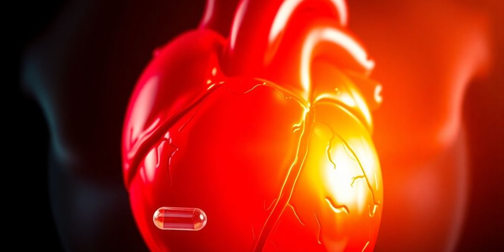 Heart with CoQ10 capsule.