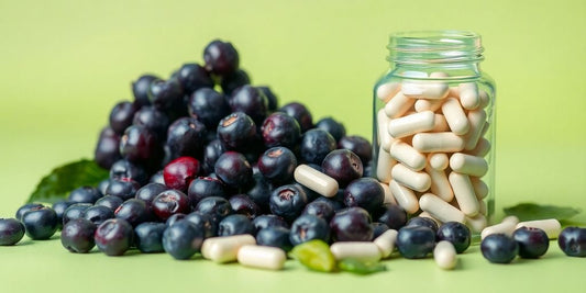 Acai berries and detox cleanse capsules.