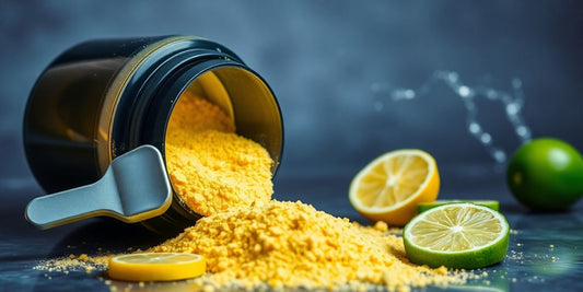 BCAA powder with lemon and lime slices.
