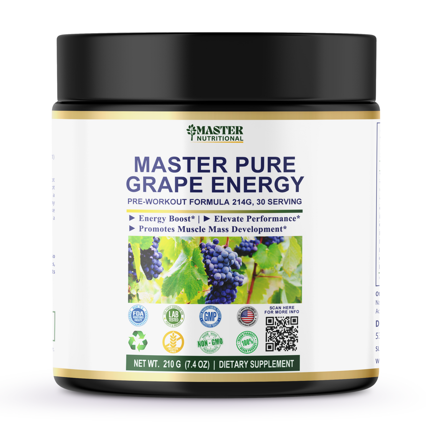 Master Pure Grape Energy Pre-Workout Formula - Feel the Power of Your Workout Experience