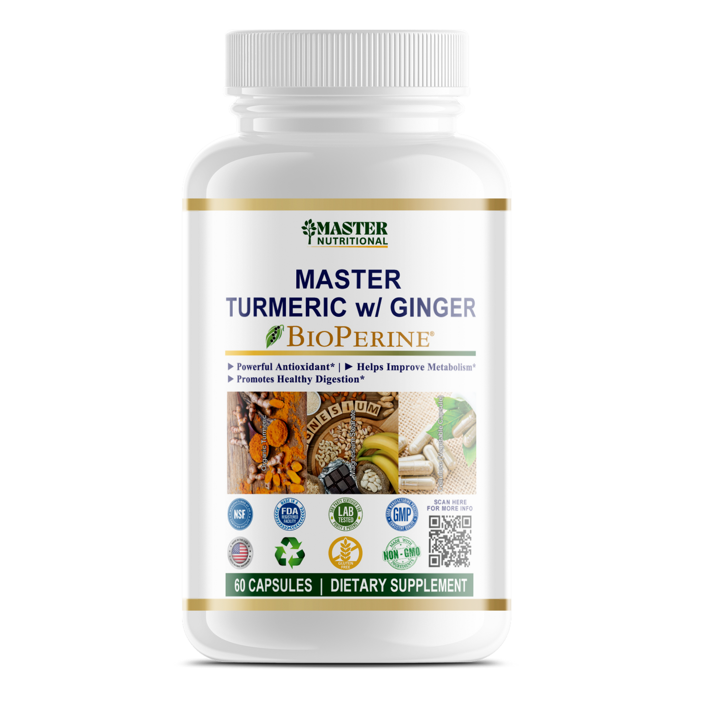 Master Turmeric w/Ginger Supplement: Improve Joint Flexibility and Reduce Inflammation