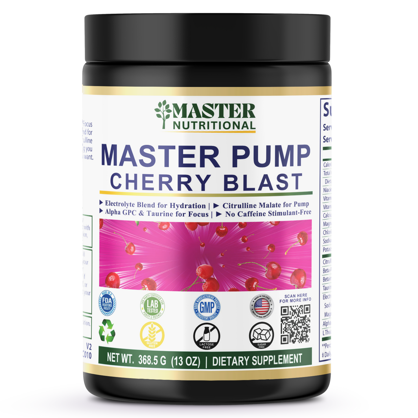 Pump Non-Stim Pre-Workout Cherry Blast 312g w/ Natural Flavor