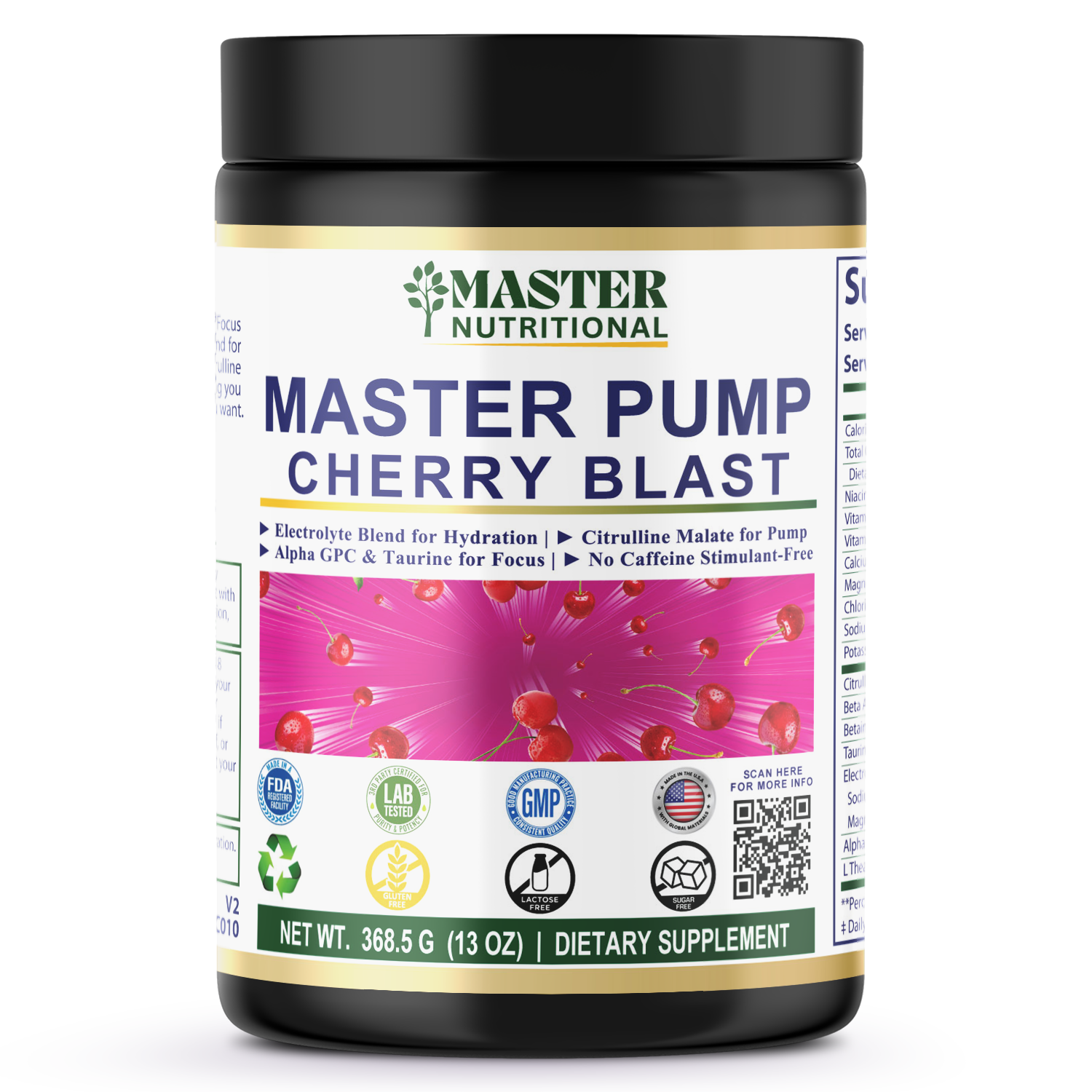 Pump Non-Stim Pre-Workout Cherry Blast 312g w/ Natural Flavor