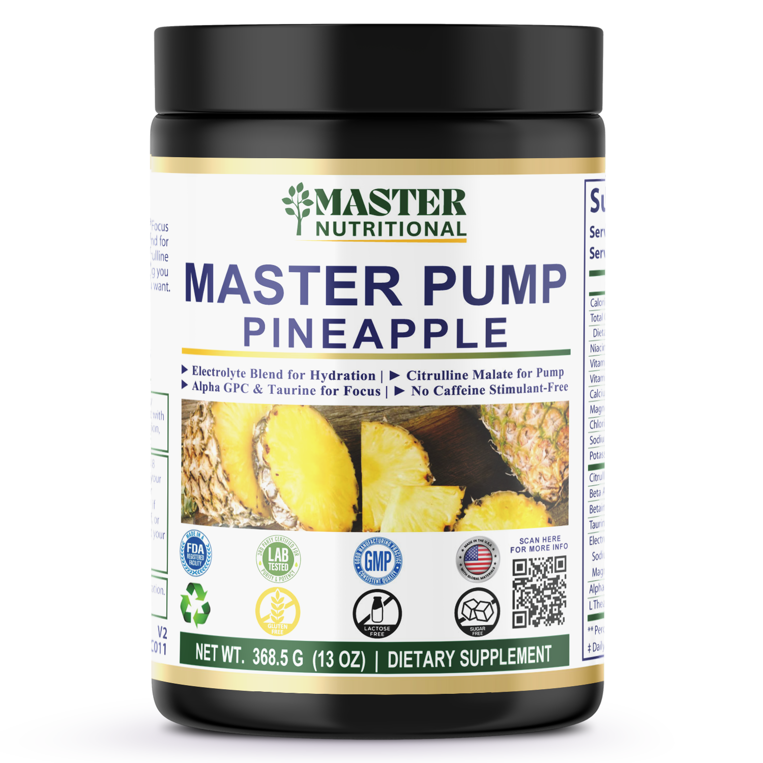 Non-Stim Pump Pre-Workout: Pineapple 312.5g w/ Natural Flavor