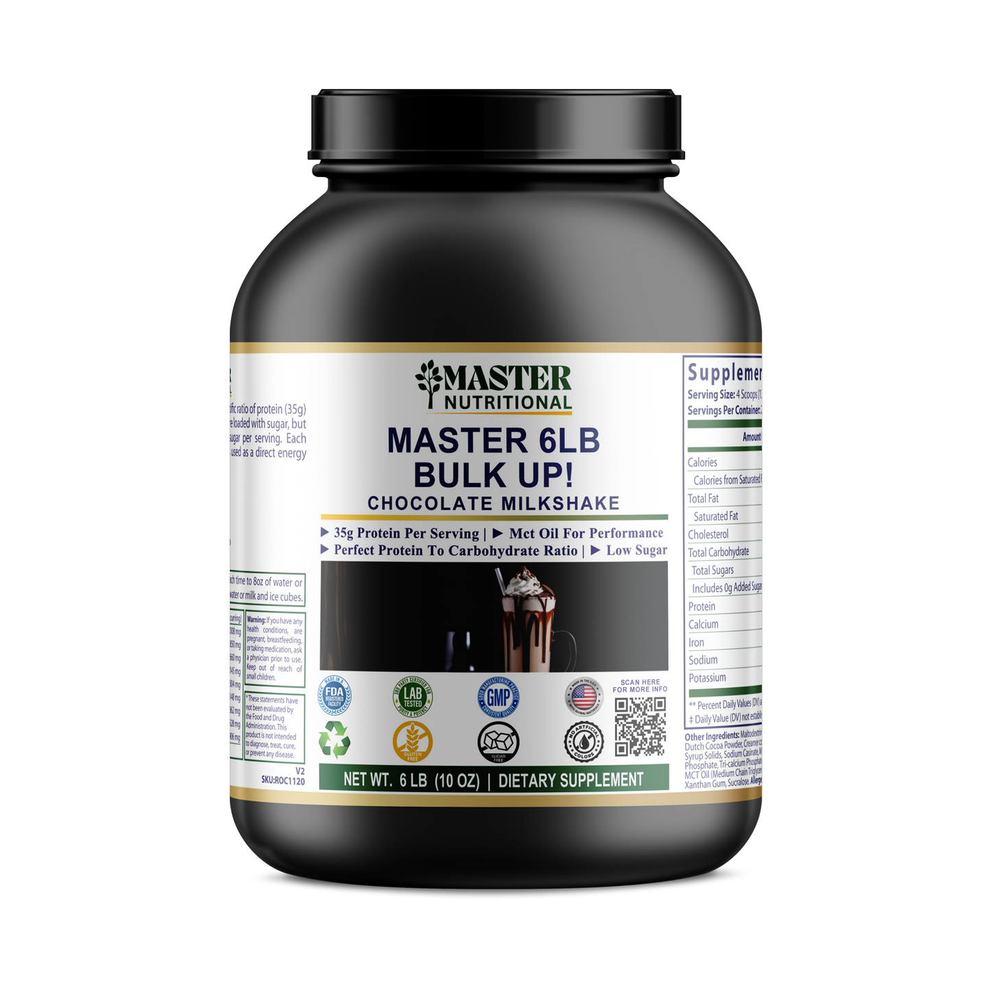 6lb Bulk Up! Mass Gainer Chocolate Milkshake w/Low Sugar