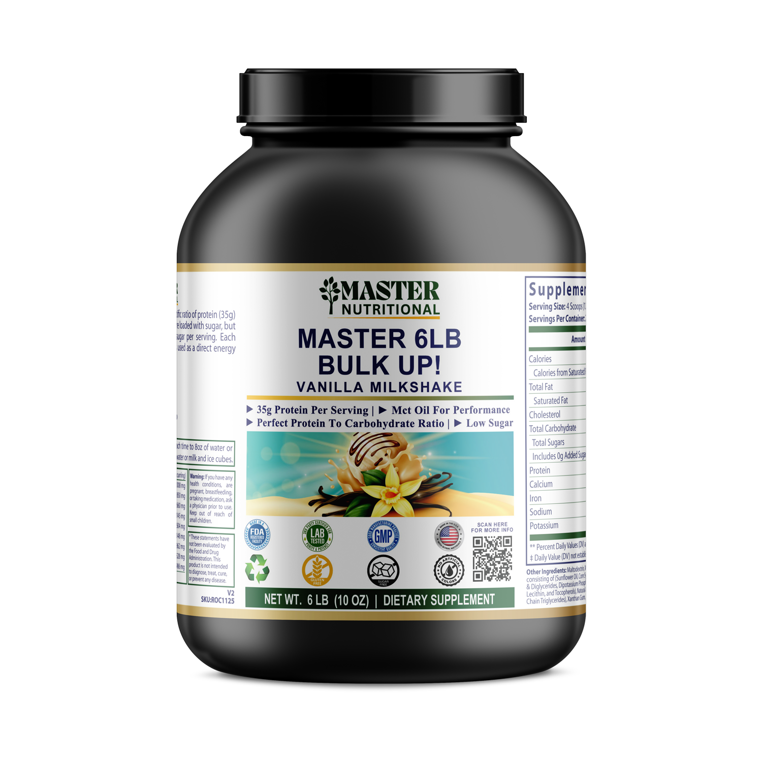 6lb Bulk Up! Mass Gainer Vanilla Milkshake w/Low Sugar
