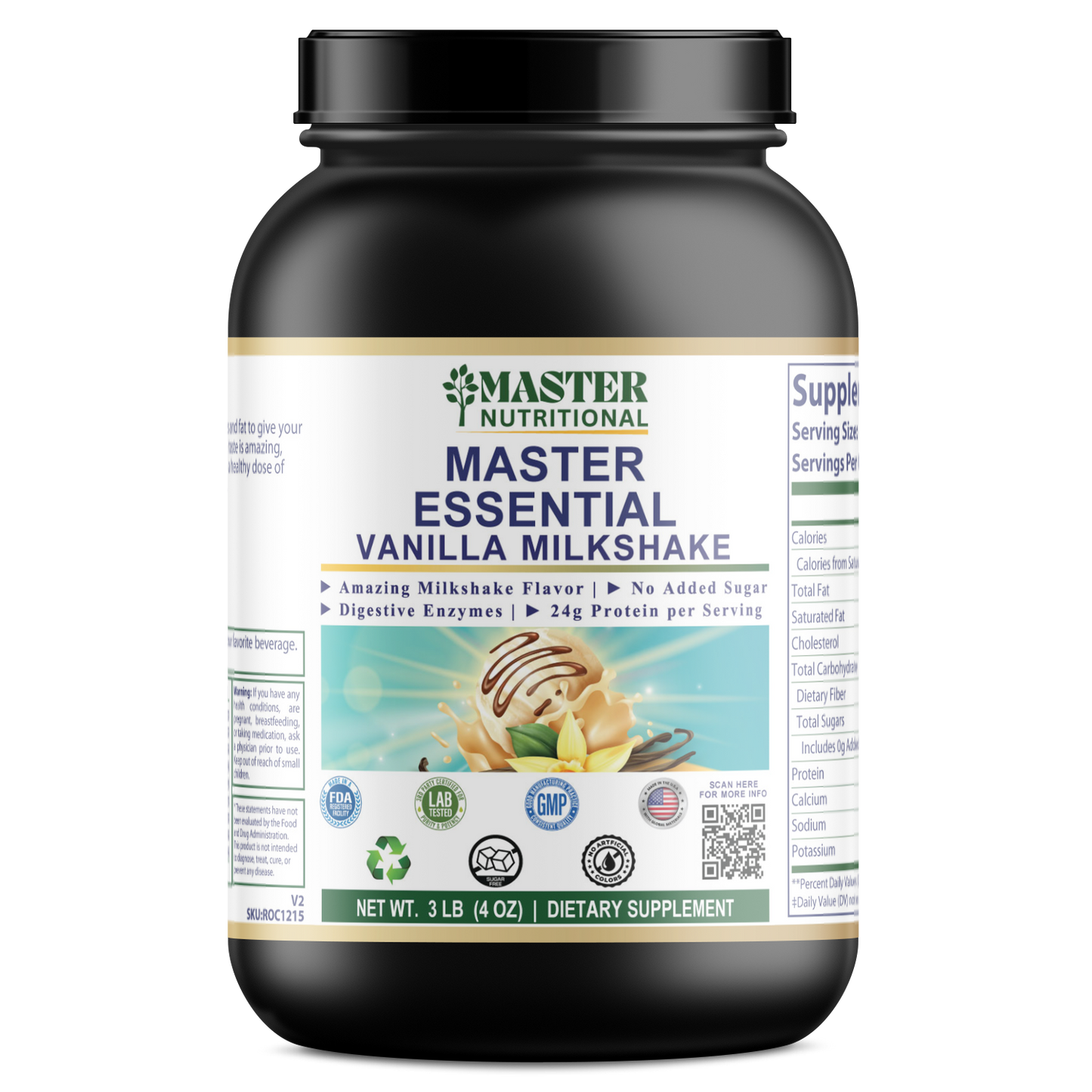 2.9lb Essential Meal Replacement Protein Vanilla Milkshake w/0% Added Sugar
