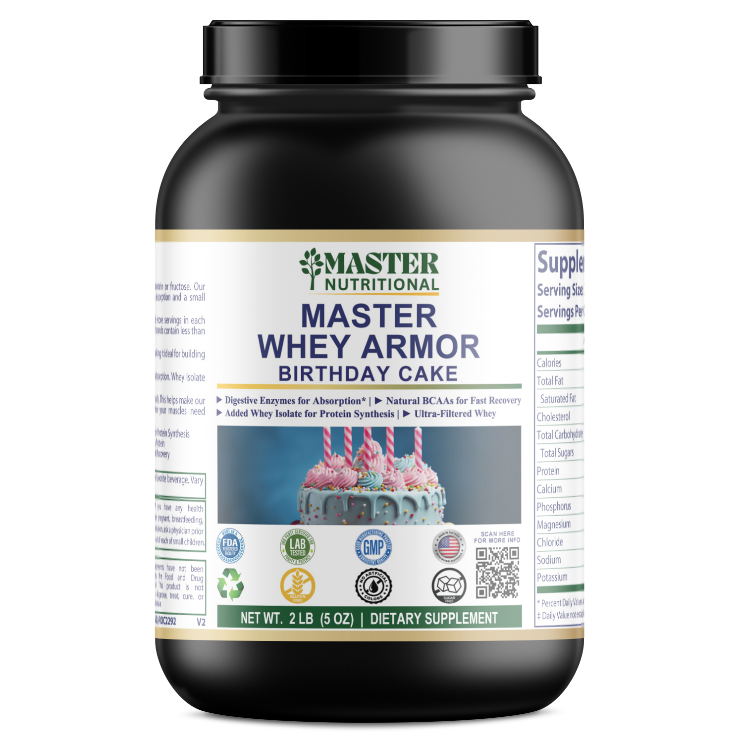 2lb Whey Armor Protein Birthday Cake