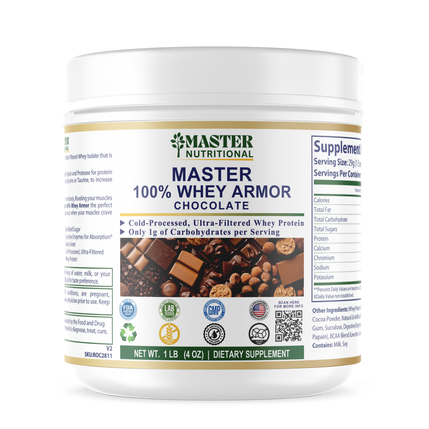 1lb 100% Whey Armor Isolate Protein Chocolate