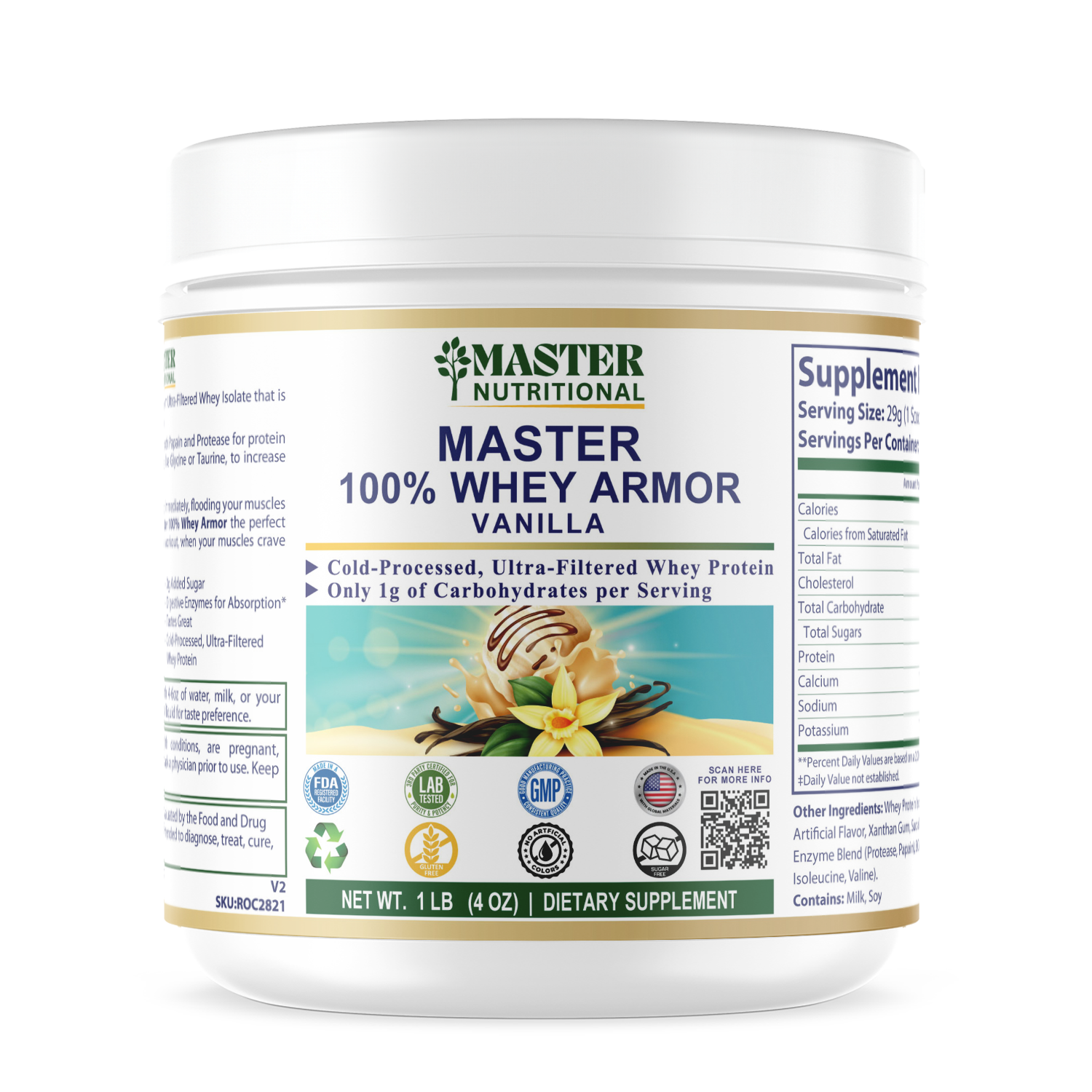 1lb 100% Whey Armor Isolate Protein Vanilla