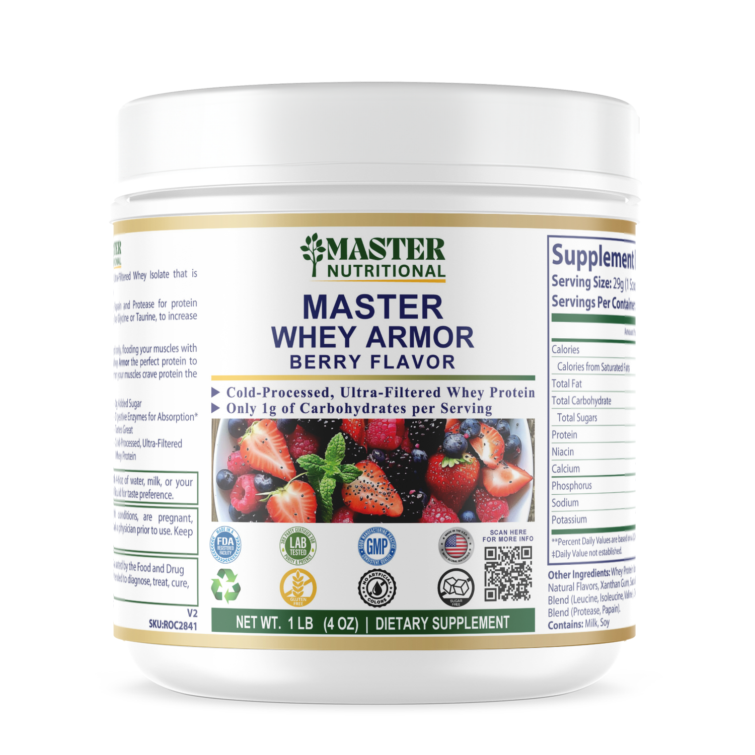 1lb Whey Armor Isolate Protein Berry