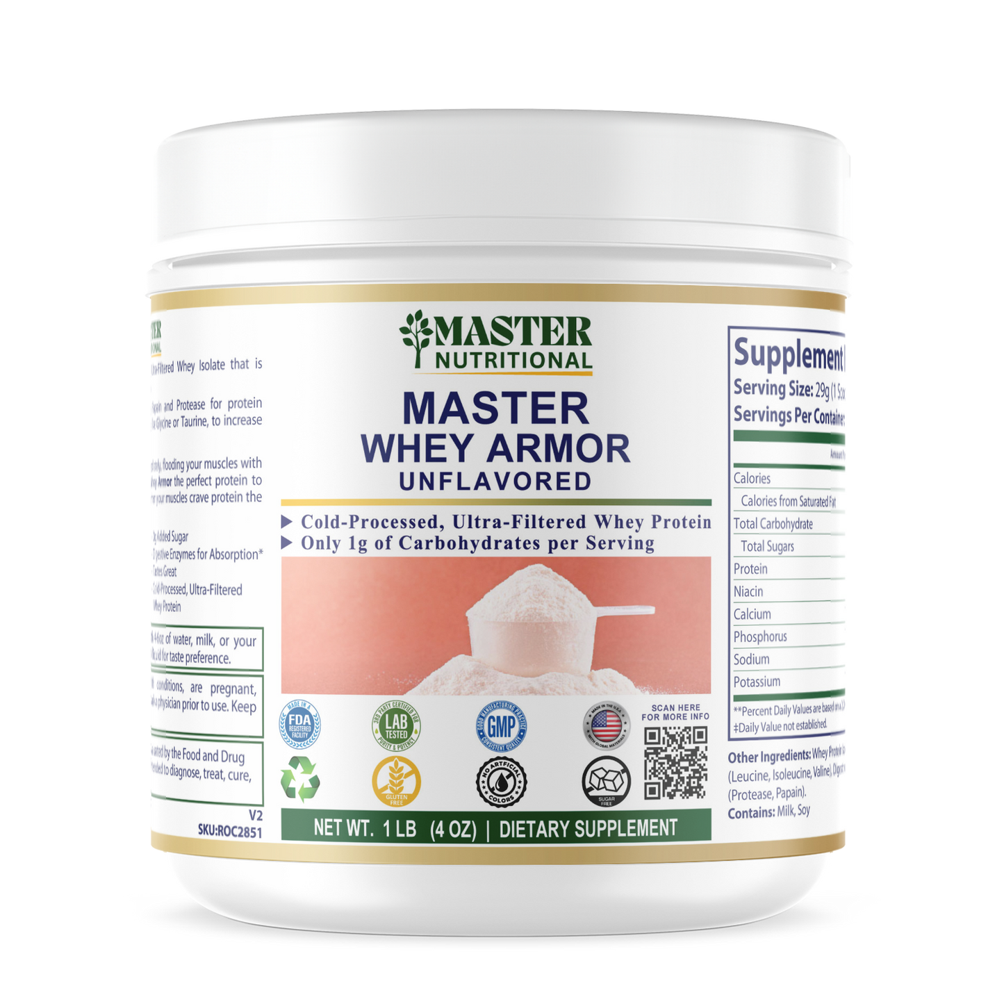 1lb Whey Armor Isolate Protein Unflavored