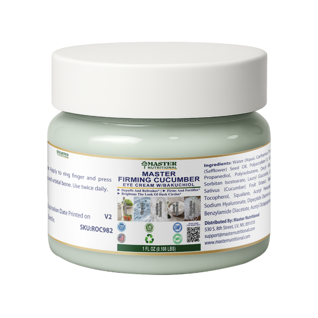 Firming Cucumber Eye Cream w/Bakuchiol, USA Made, Clean & Vegan
