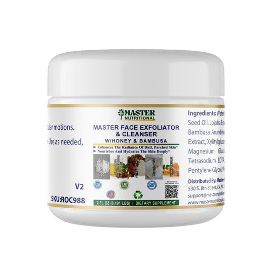 Face Exfoliator & Cleanser w/Honey & Bambusa Arundinacea Stem Extract, USA Made, Clean